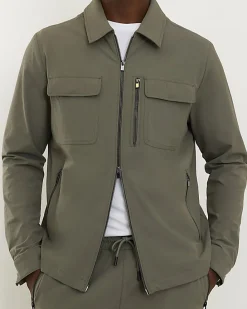 Green Ripstop Texture Muscle Fit Shacket