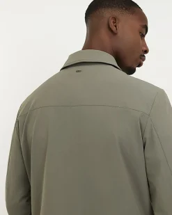 Green Ripstop Texture Muscle Fit Shacket