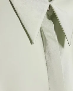 Green Satin Long Sleeve Slim Fit Shirt