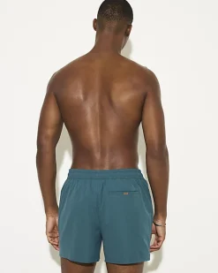 Green Short Length Piped Swim Shorts