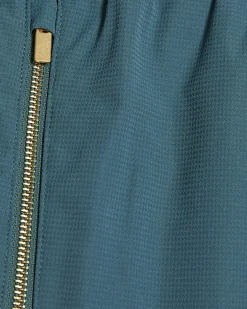 Green Short Length Piped Swim Shorts