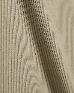 Green Short Sleeve Fitted Ribbed Top