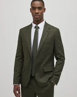 Green Skinny Fit Textured Suit Jacket