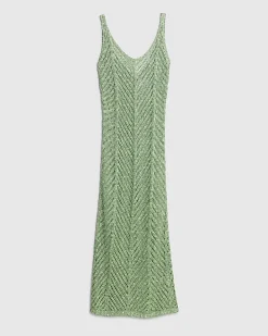 Green Sleeveless Lurex Knit Maxi beach dress