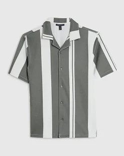 Green Stripe Revere Short Sleeve Shirt
