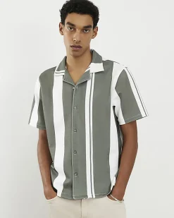 Green Stripe Revere Short Sleeve Shirt
