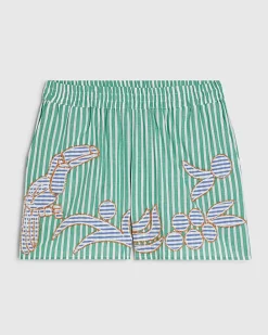 Green Striped Toucan Shorts