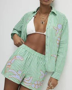 Green Striped Toucan Shorts