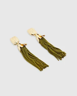 Green Tassel Earrings