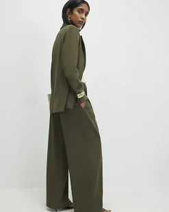 Green Wide Leg Pleated Trousers