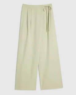 Green Wrap Detail Wide Leg Trousers