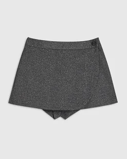 Grey Button Detail Wrap Skort
