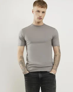 Grey Essential Muscle Fit Stretch T-shirt