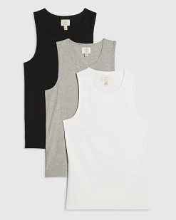 Grey Marl Rib Vest Multipack