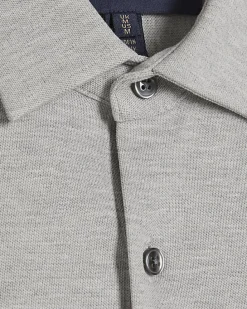 Grey Muscle Fit Pique Long Sleeve Shirt