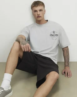 Grey Oversized Fit Racquet Club Crest T-shirt