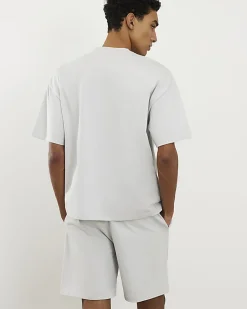 Grey Oversized Fit T-Shirt And Shorts Set