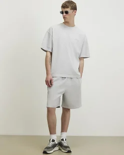 Grey Oversized Fit Washed T-Shirt & Short Set