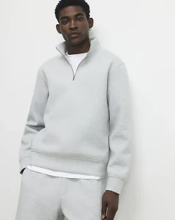 Grey Regular Fit Funnel Sweatshirt