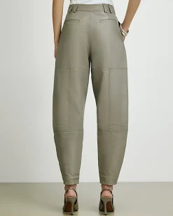 Grey RI Studio Leather Barrel Leg Trousers