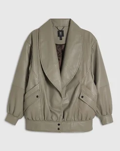 Grey RI Studio Leather Bomber Jacket