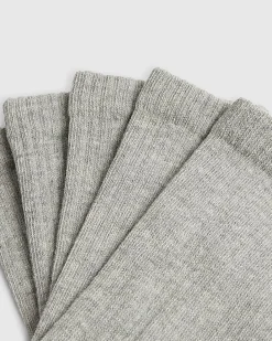 Grey Ribbed Tube Socks Pack Of 5 Socks