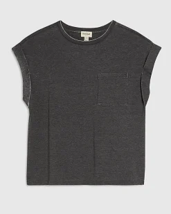 Grey Short Sleeve Burnout Pocket T-shirt