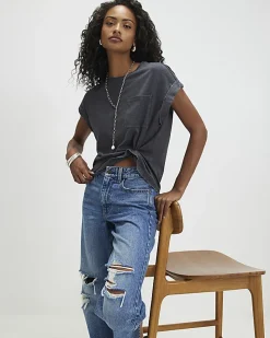 Grey Short Sleeve Burnout Effect T-Shirt