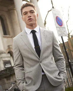 Grey Skinny Fit Puppytooth Suit Trousers