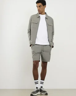 Grey Skinny Fit Stretch Cargo Shorts