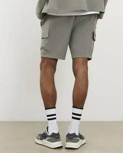 Grey Skinny Fit Stretch Cargo Shorts