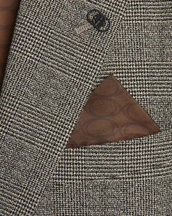 Grey Slim Fit Check Suit Jacket