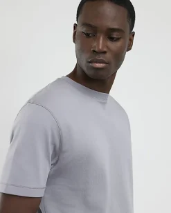 Grey Slim Fit Interlock Crew Neck T-Shirt
