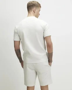 Grey Slim Fit Jacquard Textured Shorts