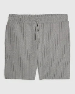 Grey Slim Fit Pinstripe Shorts