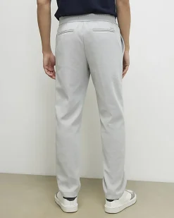 Grey Slim Fit Stretch Textured Trousers