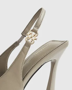 Grey Slingback Logo Court Heels