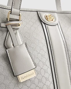 Grey Stripe Monogram Shopper Bag