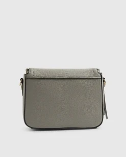 Grey Zip Detail Crossbody Bag