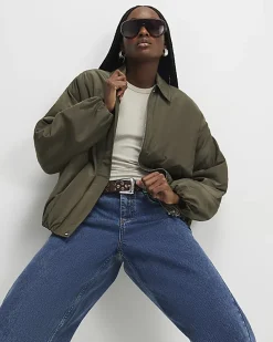 Khaki Bubble Hem Jacket