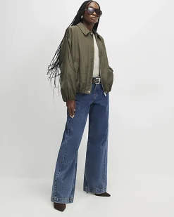 Khaki Bubble Hem Jacket