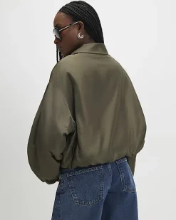 Khaki Bubble Hem Jacket