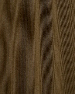Khaki Cap Sleeve Ribbed Midi Dress
