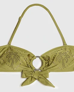 Khaki Diamante Bandeau Bikini