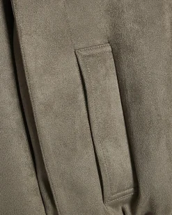 Khaki Faux Suede Shoulder Detail Jacket