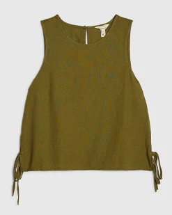 Khaki Linen Blend Tank Top