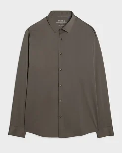 Khaki Muscle Fit Comfort Stretch Shirt