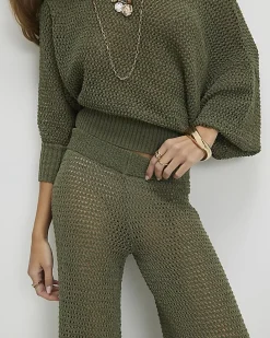 Khaki Open Stitch Knitted Trousers