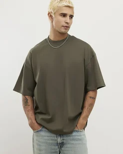 Khaki Oversized Fit Crew Neck T-Shirt