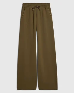 Khaki Premium Whipstitch Wide Leg Joggers